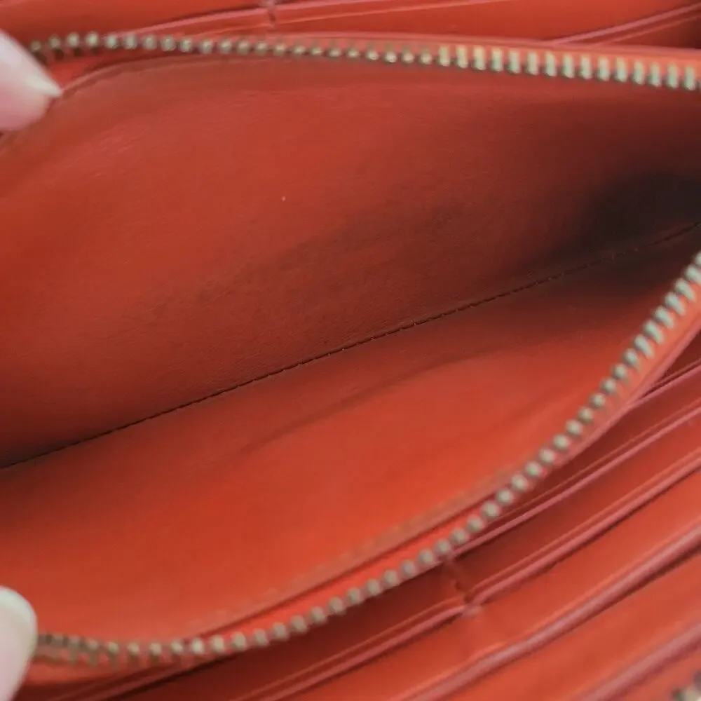 Coach Leather Wallet Solid Red‎ Zip Around Large Clutch Geniue Smooth Leather